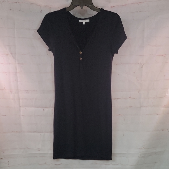 Black V-Neck Sheath Mini Dress - Picture 1 of 3